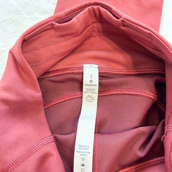 NWOT Lululemon Fast & Free Brushed Nulux 25” High-Rise Tight Red Maroon Size 2 - Picture 8 of 10